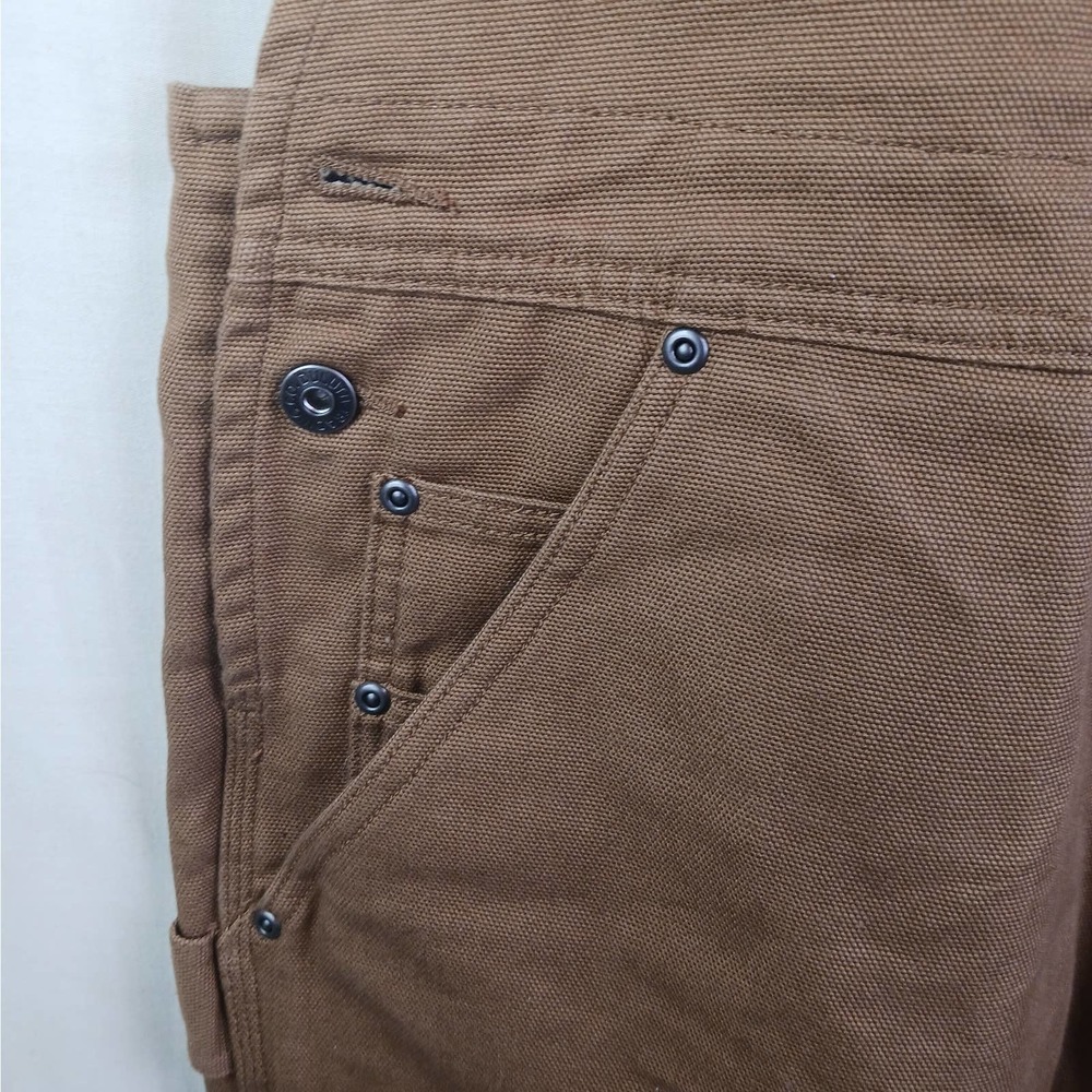 Duluth Trading Mens 46x30 Fire Hose Ultimate Bib Overalls Brown Cargo Comfy - Picture 13 of 16